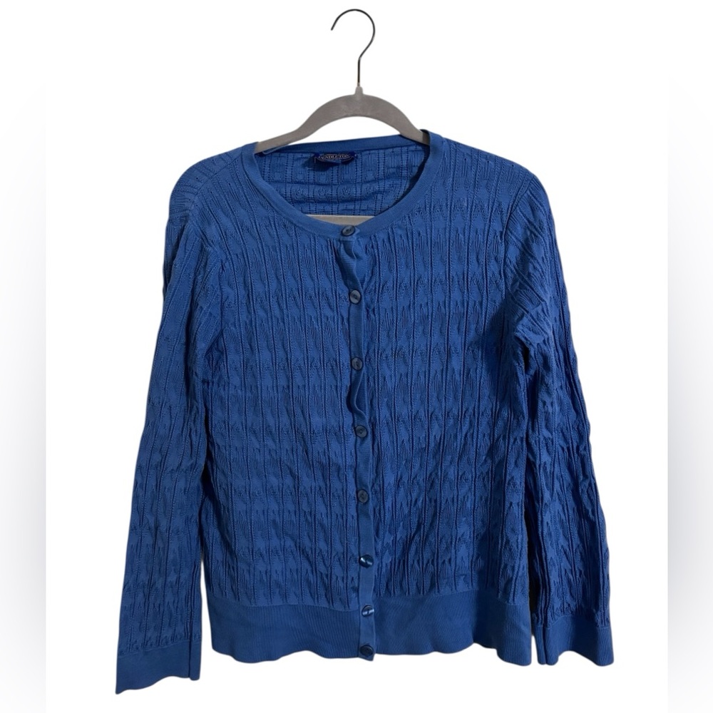 Pendleton Blue Textured Silk Blend Cardigan Women's Medium